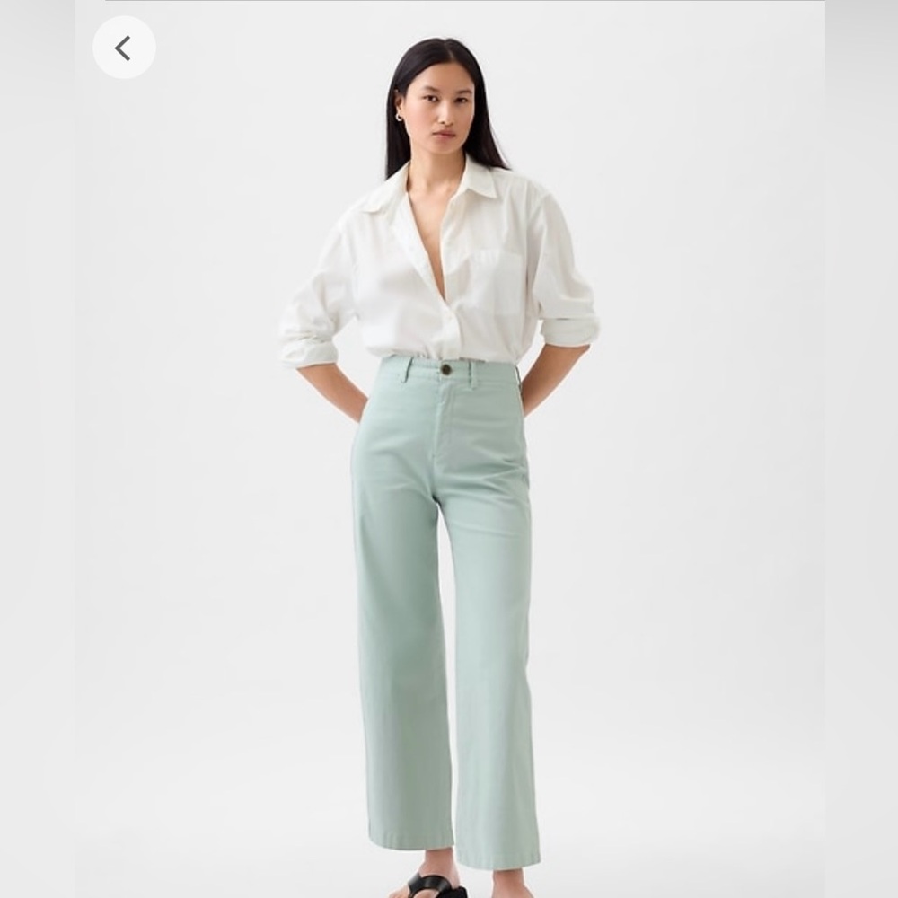 GAP High Rise Stride Wide Leg Khaki - ankle